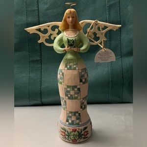 NEW Jim Shore Angel - 2009 Angel of Good Luck- 4 Leaf Clover Heartwood C…